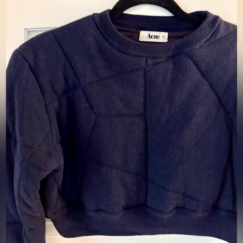 Acne Charlotte Quilted Wool Cropped Pullover